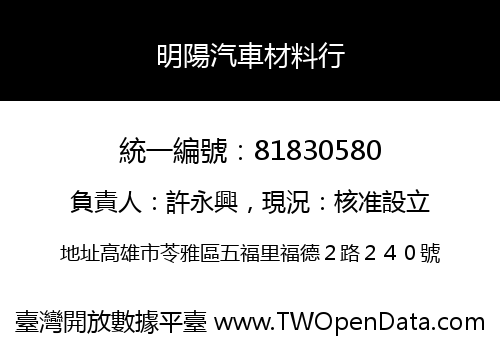 明陽汽車材料行