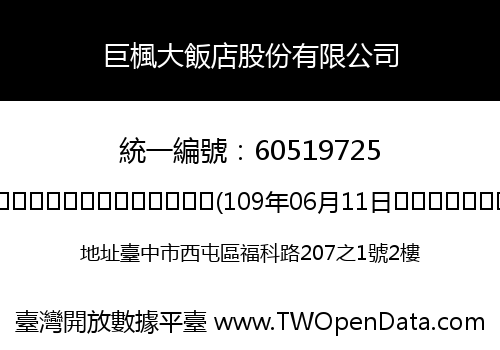 巨楓大飯店股份有限公司