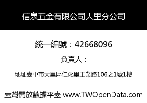 信泉五金有限公司大里分公司