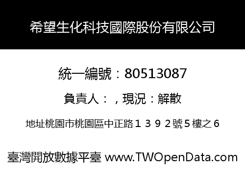 希望生化科技國際股份有限公司