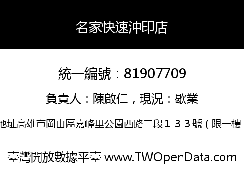 名家快速沖印店