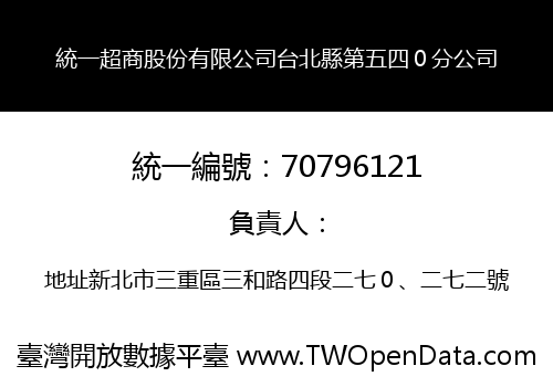 統一超商股份有限公司台北縣第五四０分公司
