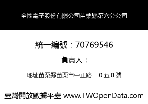 全國電子股份有限公司苗栗縣第六分公司