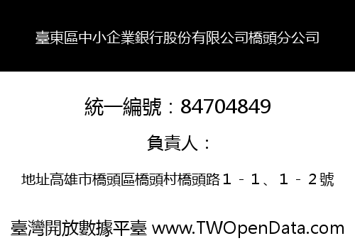 臺東區中小企業銀行股份有限公司橋頭分公司