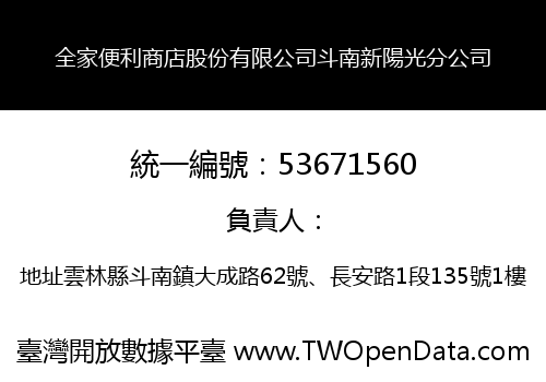 全家便利商店股份有限公司斗南新陽光分公司