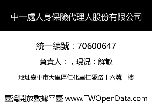 中一處人身保險代理人股份有限公司