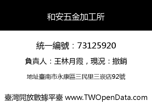 和安五金加工所
