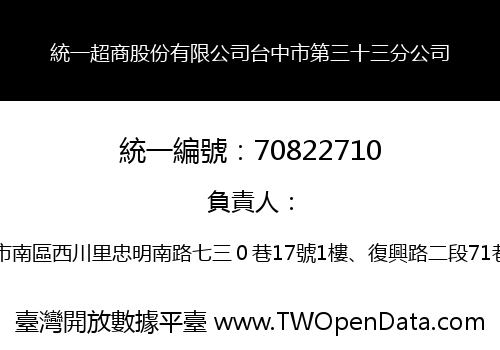 統一超商股份有限公司台中市第三十三分公司